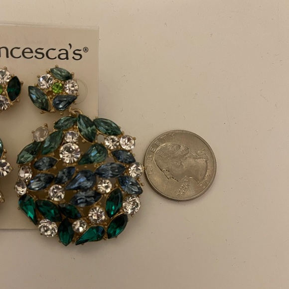 Francesca’s Earrings Blue and Emerald Green New - Picture 6 of 6